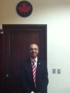 In front of the Canada Room, where several proceedings took place, at IICA's headquarters